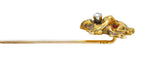Art Nouveau Diamond Garnet 14 Karat Gold Lion StickpinStick Pin - Wilson's Estate Jewelry