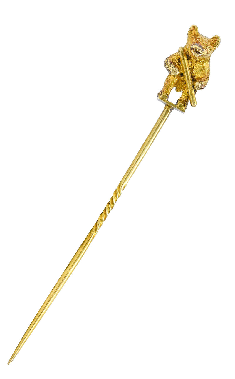 Art Nouveau 18 Karat Gold Bear StickpinStick Pin - Wilson's Estate Jewelry