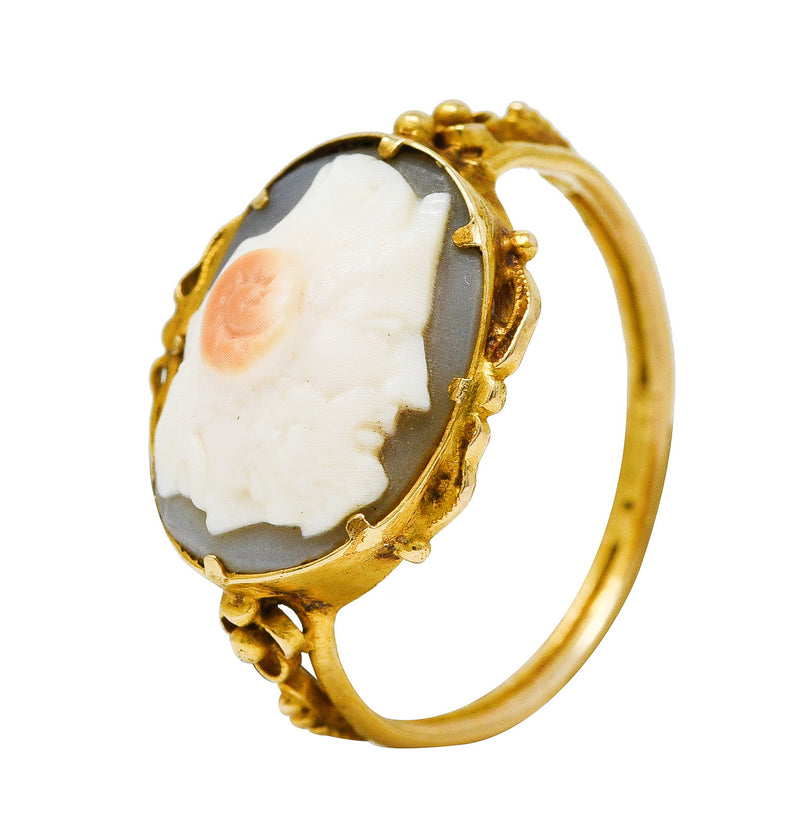 Neoclassical Victorian Carved Hardstone 18 Karat Yellow Gold Antique ...