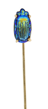 Egyptian Revival Bismuth 14 Karat Gold Scarab Beetle StickpinStick Pin - Wilson's Estate Jewelry