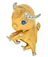 Van Cleef & Arpels Paris Diamond 18K Gold Whimsical Taurus Zodiac Brooch