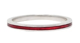 Hidalgo Vintage Guilloche Red Enamel 18 Karat White Gold Band Stack Ring Wilson's Estate Jewelry