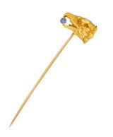 Art Nouveau Sapphire 14 Karat Gold Eagle Head StickpinStick Pin - Wilson's Estate Jewelry
