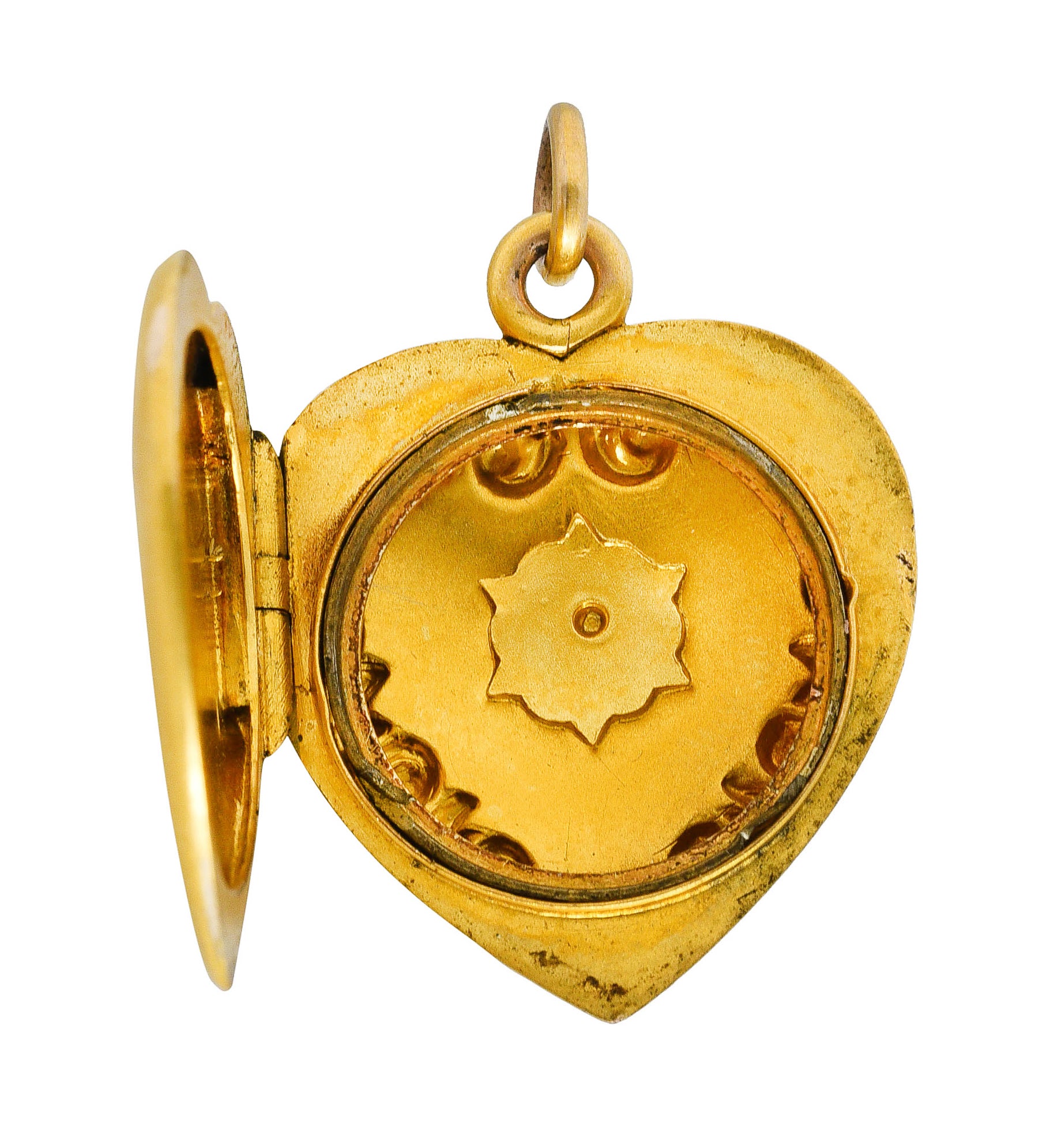 1900 Victorian 14 Karat Gold Heart Locket Pendantcharm - Wilson's Estate Jewelry