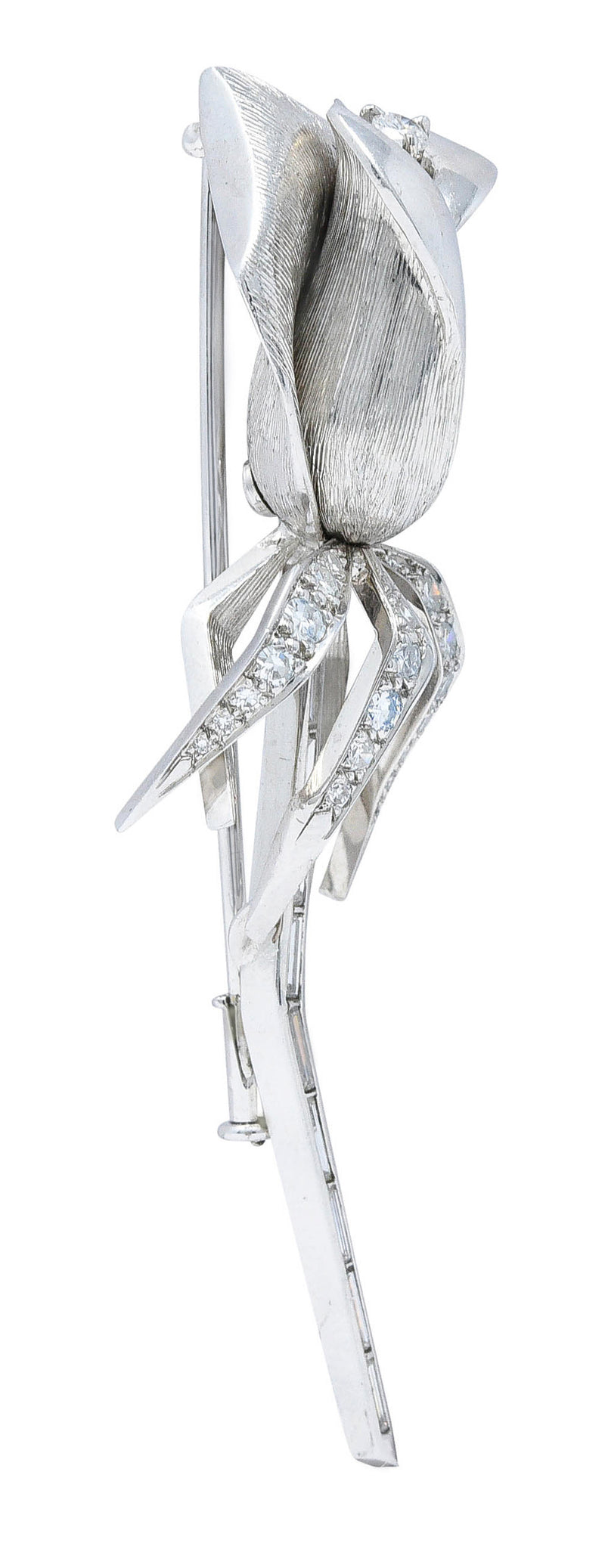 Meister Zurich Diamond 18 Karat White Gold Rose BroochBrooch - Wilson's Estate Jewelry