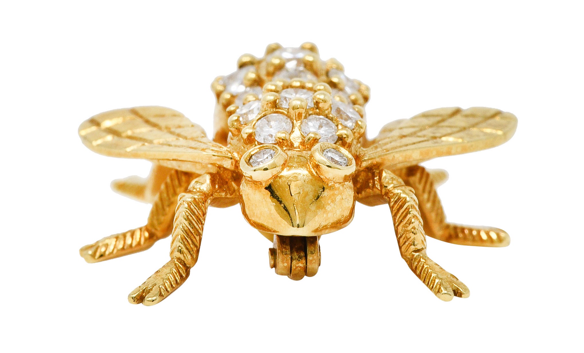 1980's Vintage 0.90 CTW Diamond 18 Karat Gold British Bee BroochBrooch - Wilson's Estate Jewelry