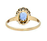 Victorian 1.37 CTW Sapphire Diamond 14 Karat Rose Gold Antique Halo Ring