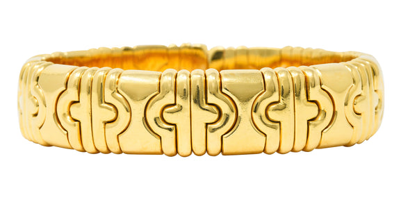 Bulgari 1980's 18 Karat Yellow Gold Parentesi Vintage Cuff Bracelet Wilson's Estate Jewelry