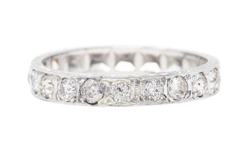 .11111 # KO Art Deco 0.50 CTW Diamond 18 Karat White Gold Orange Blossom Wedding Band Ring Wilson's Estate Jewelry