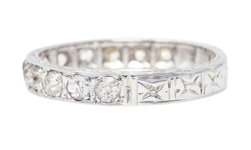 .11111 # KO Art Deco 0.50 CTW Diamond 18 Karat White Gold Orange Blossom Wedding Band Ring Wilson's Estate Jewelry