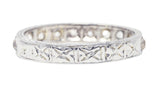 .11111 # KO Art Deco 0.50 CTW Diamond 18 Karat White Gold Orange Blossom Wedding Band Ring Wilson's Estate Jewelry