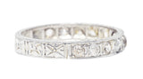.11111 # KO Art Deco 0.50 CTW Diamond 18 Karat White Gold Orange Blossom Wedding Band Ring Wilson's Estate Jewelry