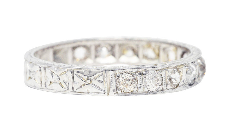 .11111 # KO Art Deco 0.50 CTW Diamond 18 Karat White Gold Orange Blossom Wedding Band Ring Wilson's Estate Jewelry