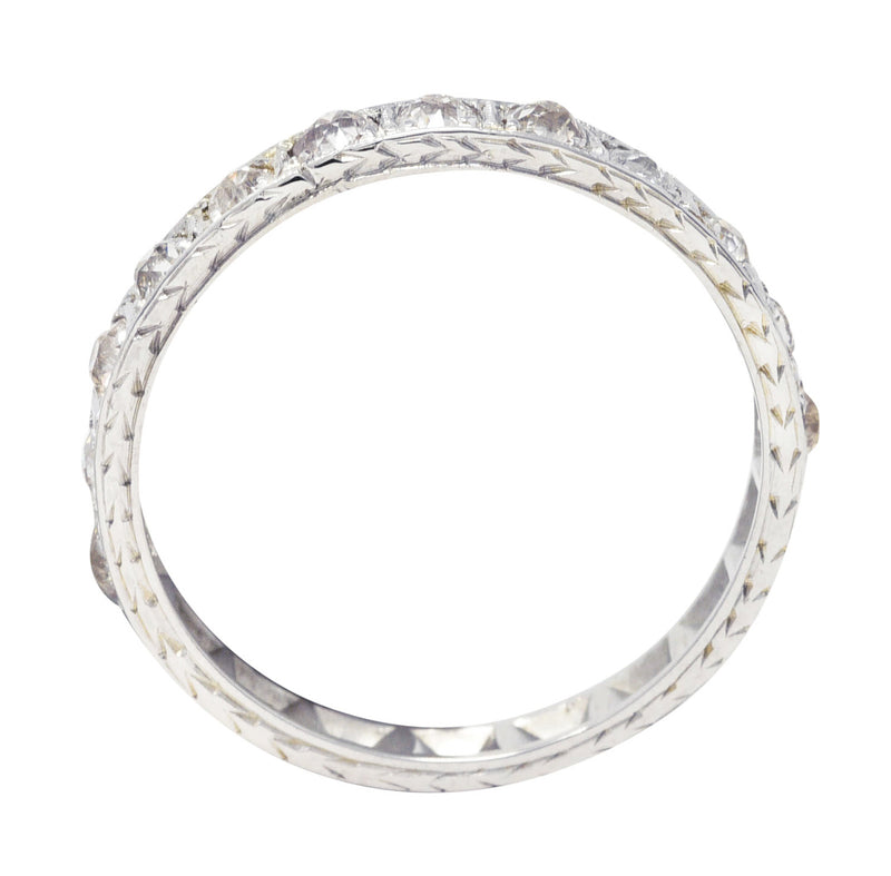 .11111 # KO Art Deco 0.50 CTW Diamond 18 Karat White Gold Orange Blossom Wedding Band Ring Wilson's Estate Jewelry