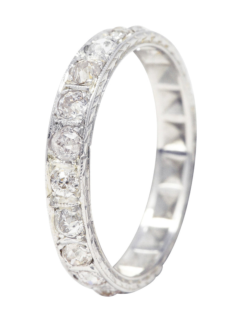 .11111 # KO Art Deco 0.50 CTW Diamond 18 Karat White Gold Orange Blossom Wedding Band Ring Wilson's Estate Jewelry