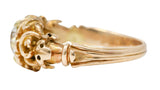 Vintage Austrian 1.02 Carat Diamond 14 Karat Yellow Gold Foliate Engagement Ring GIA Wilson's Estate Jewelry