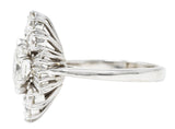 1950's Mid-Century Marquise Diamond 14 Karat White Gold Cluster Engagement Ring Wilson's Estate Jewelry
