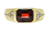 Art Deco Jones & Woodland Co. Almandite Garnet 14 Karat Two-Tone Gold Men's Signet Ring Wilson's Estate Jewelry