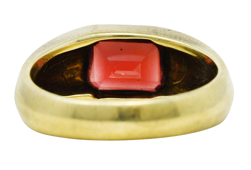Art Deco Jones & Woodland Co. Almandite Garnet 14 Karat Two-Tone Gold Men's Signet Ring Wilson's Estate Jewelry