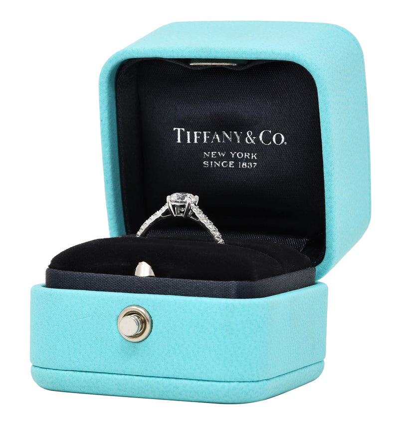 Tiffany & Co. Contemporary 0.90 CTW Diamond Platinum Pave Engagement Ring Wilson's Estate Jewelry