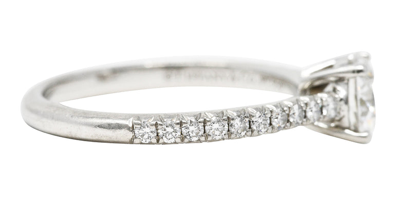 Tiffany & Co. Contemporary 0.90 CTW Diamond Platinum Pave Engagement Ring Wilson's Estate Jewelry