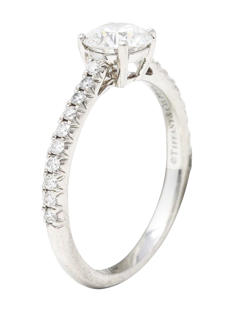 Tiffany & Co. Contemporary 0.90 CTW Diamond Platinum Pave Engagement Ring Wilson's Estate Jewelry