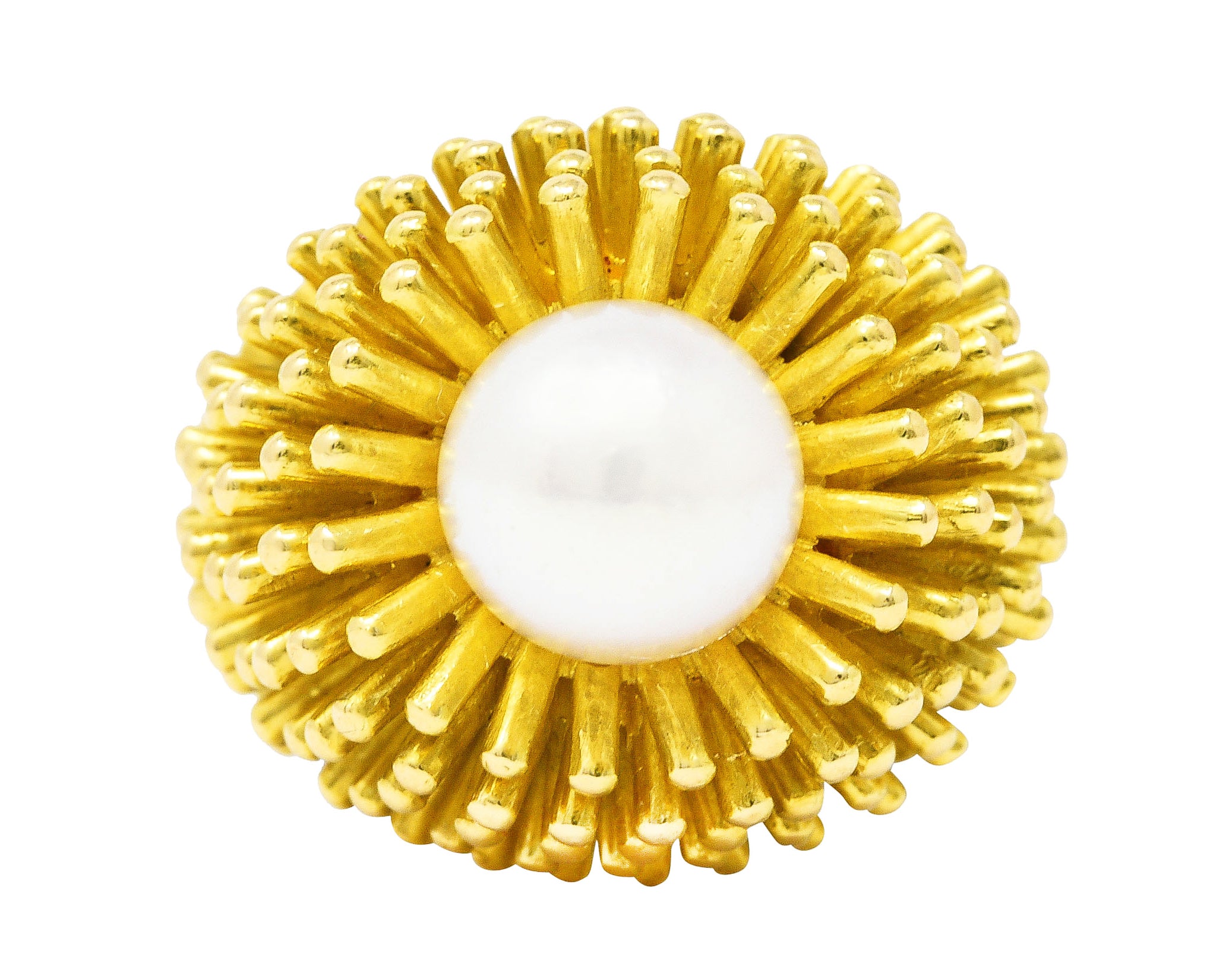 Cartier France 1960's Pearl 18 Karat Yellow Gold Organic Burst Vintage Ring Wilson's Estate Jewelry