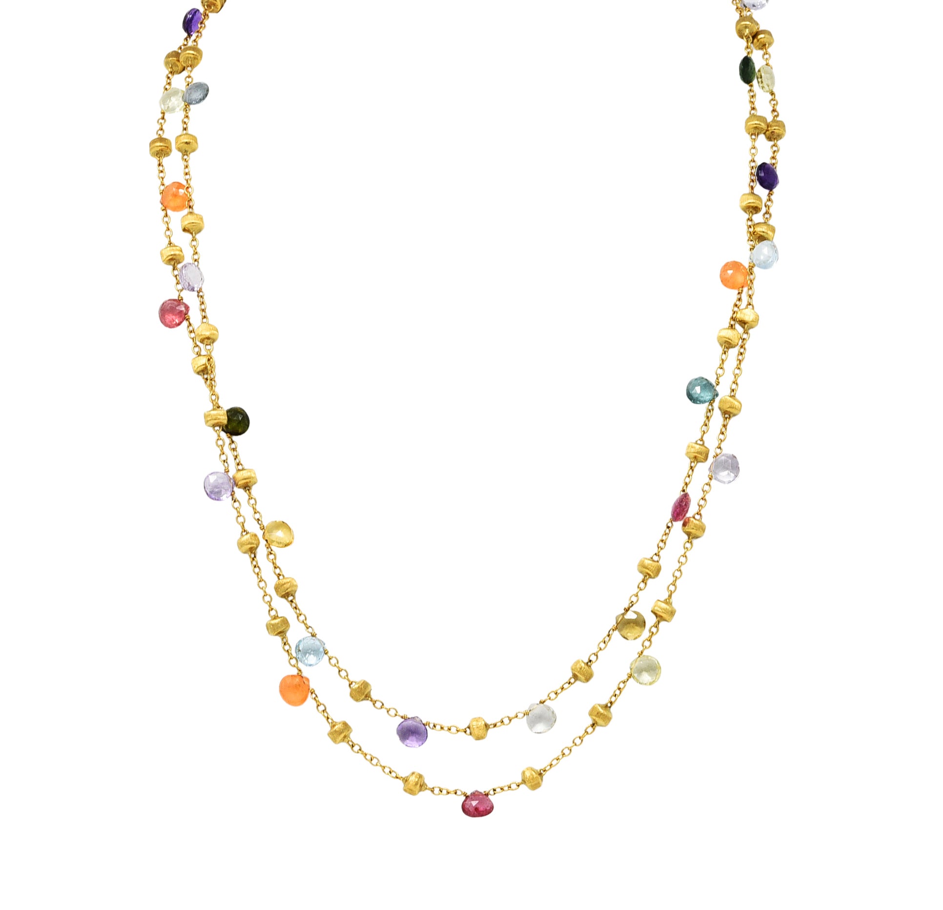 Marco Bicego Multi-Gem Topaz Amethyst 18 Karat Gold Confetti Swagged NecklaceNecklace - Wilson's Estate Jewelry