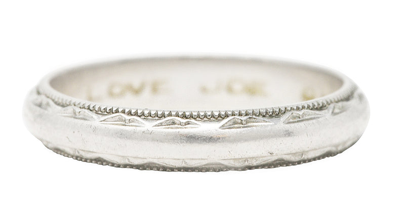 Vintage Platinum Decorative Wedding Band Ring Wilson's Estate Jewelry