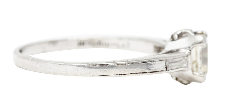 1950's Mid-Century 0.75 CTW Asscher Diamond Platinum Engagement Ring Wilson's Estate Jewelry
