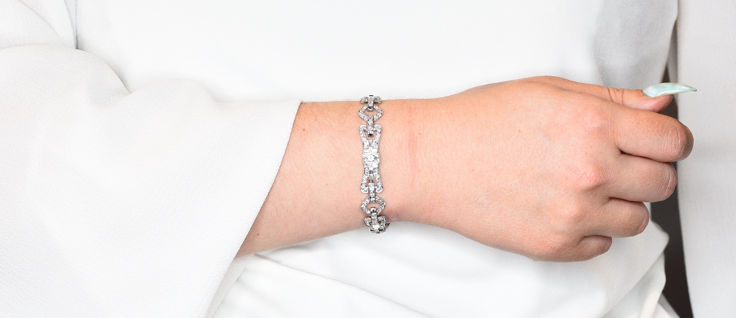 Art Deco 6.15 CTW Diamond Platinum Buckle Link Braceletbracelet - Wilson's Estate Jewelry