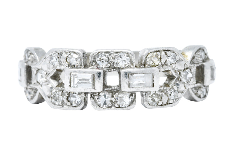 Art Deco 0.60 CTW Diamond Platinum Buckle Band RingRing - Wilson's Estate Jewelry