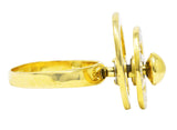1960's Modernist 0.45 CTW Diamond 14 Karat Yellow Gold Fidget Spinner Ring Wilson's Estate Jewelry