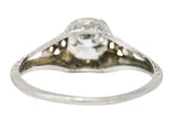 Art Deco 1.13 CTW Old European Cut Diamond Platinum Orange Blossom Wheat Engagement Ring Wilson's Estate Jewelry