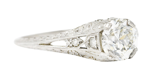 Art Deco 1.13 CTW Old European Cut Diamond Platinum Orange Blossom Wheat Engagement Ring Wilson's Estate Jewelry