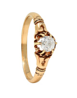 Victorian 0.30 CTW Old Mine Diamond 14 Karat Gold Antique Engagement Ring
