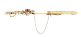 Edwardian Ruby Diamond Platinum-Topped 18 Karat Yellow Gold Sword Pendant Jabot Brooch Wilson's Estate Jewelry
