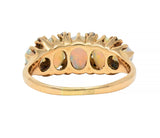 Victorian Opal Diamond 14 Karat Yellow Gold Antique Five Stone Band Ring