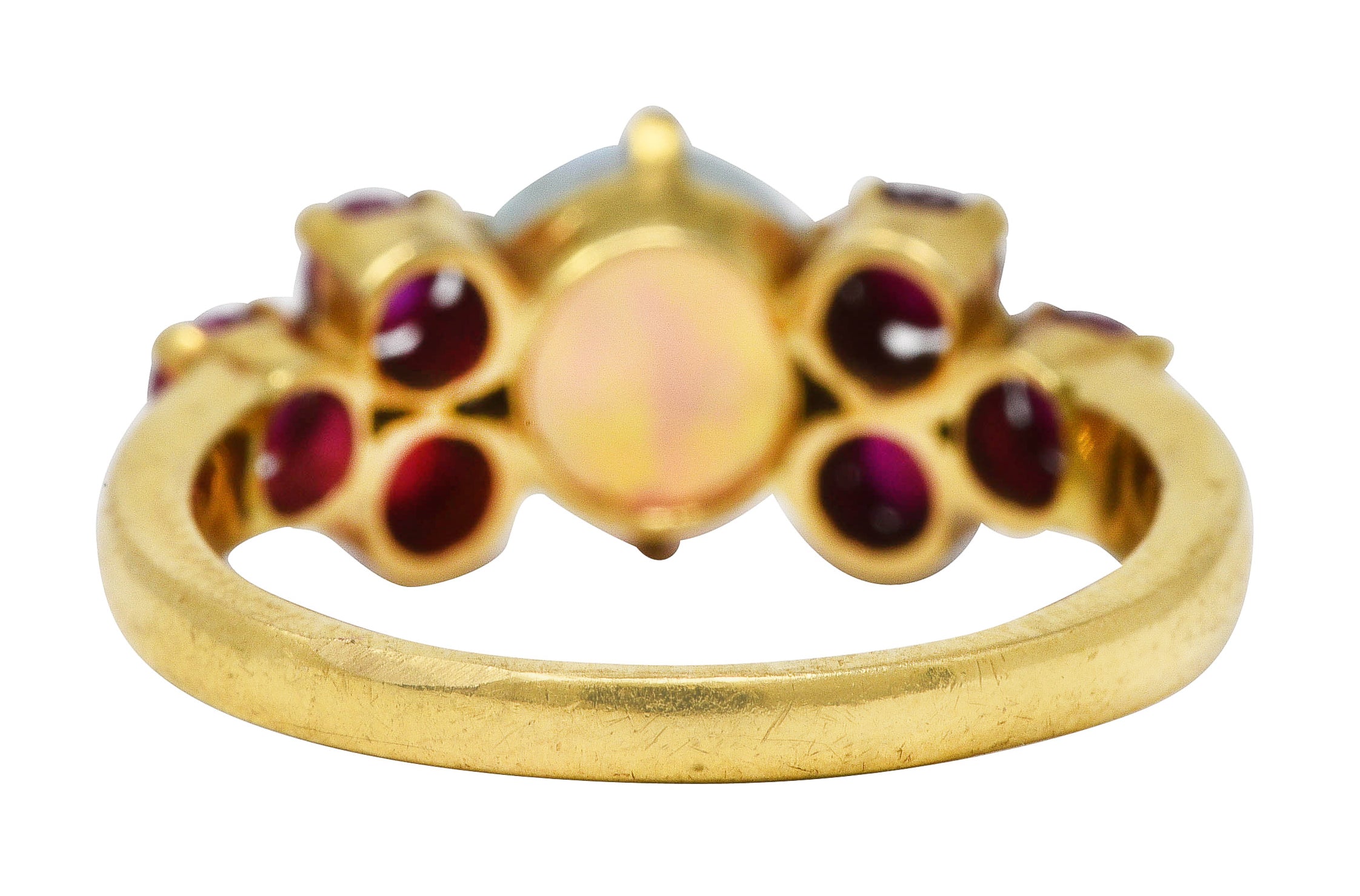 Retro Opal Ruby Cabochon 18 Karat Yellow Gold Gemstone Ring Wilson's Estate Jewelry
