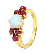 Retro Opal Ruby Cabochon 18 Karat Yellow Gold Gemstone Ring Wilson's Estate Jewelry
