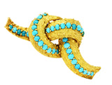 1960's French Vintage Turquoise 18 Karat Gold Knot BroochBrooch - Wilson's Estate Jewelry