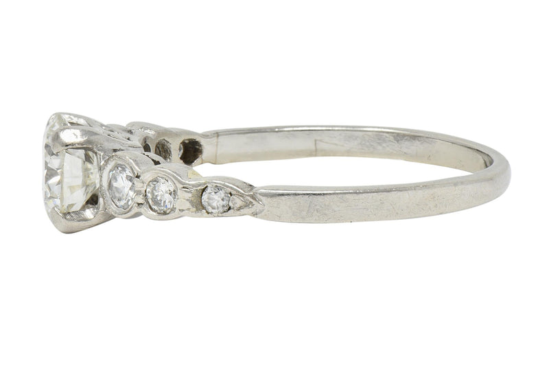 Mid-Century 0.94 CTW Diamond Platinum Seven Stone Vintage Engagement Ring