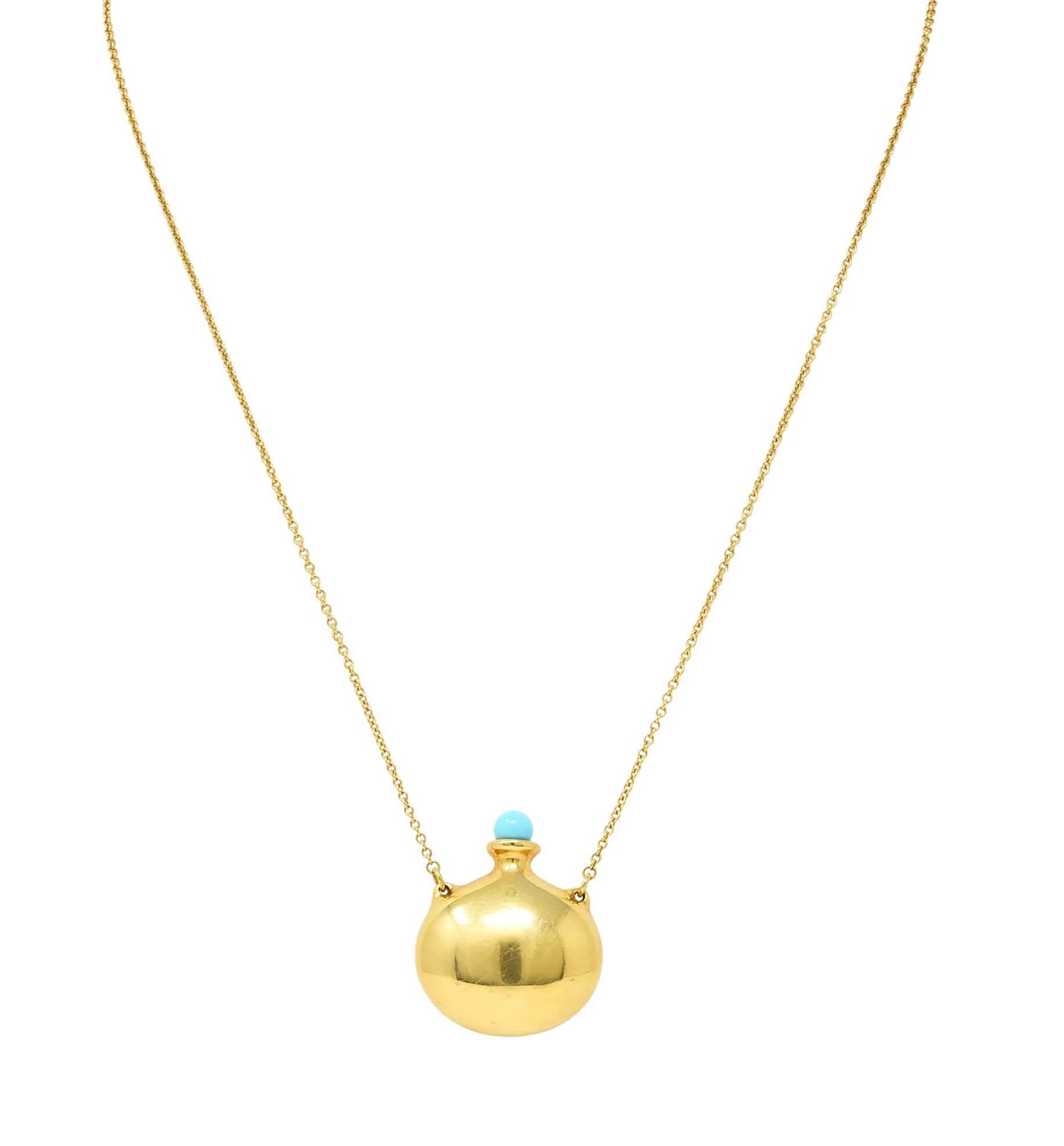 Elsa Peretti Tiffany & Co. Turquoise 18 Karat Gold Bottle NecklaceNecklace - Wilson's Estate Jewelry