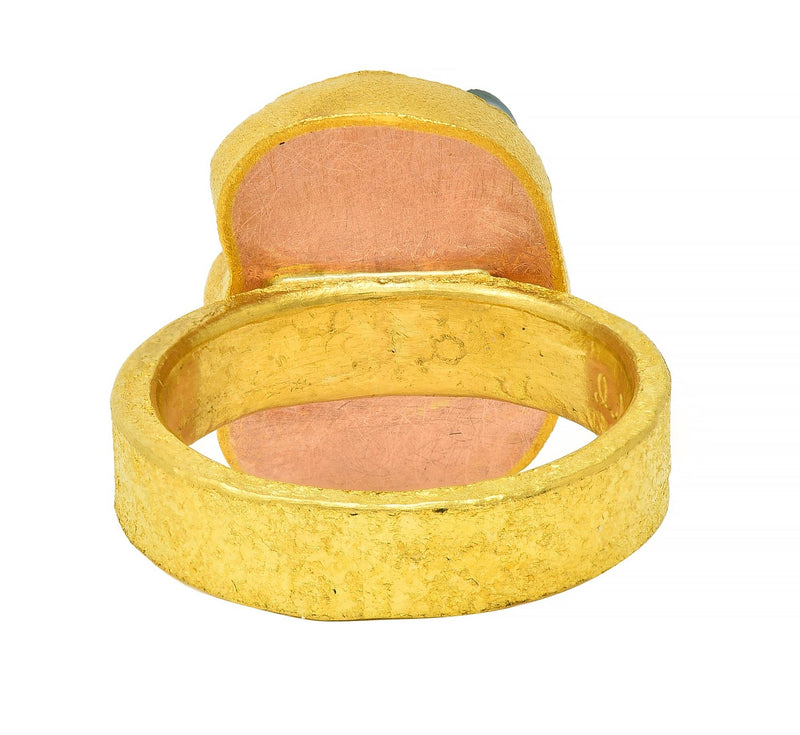 Devta Doolan Contemporary Chrysocolla 22 Karat Gold Organic Statement Ring