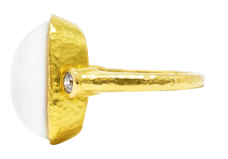 Elizabeth Locke Diamond Moonstone 19 Karat Gold RingRing - Wilson's Estate Jewelry