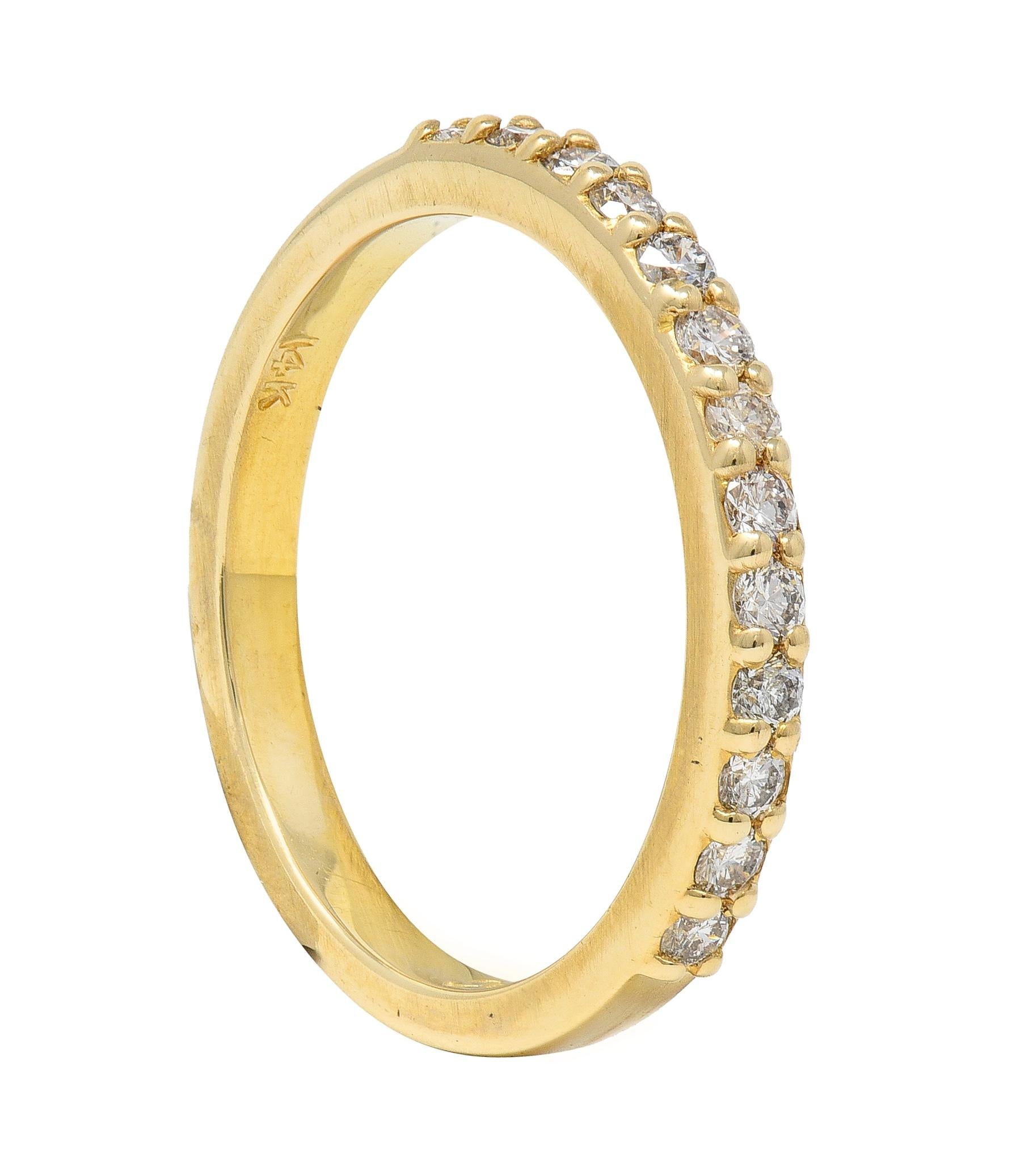 1990's Diamond 14 Karat Yellow Gold Vintage Stacking Band Ring