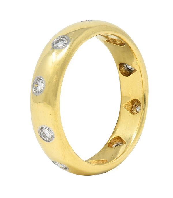 Tiffany & Co. 2000's Diamond Platinum 18 Karat Gold Etoile Band Ring