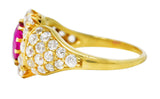Late Victorian 2.35 CTW Ruby Diamond 18 Karat Yellow Gold Cluster Ring Wilson's Estate Jewelry