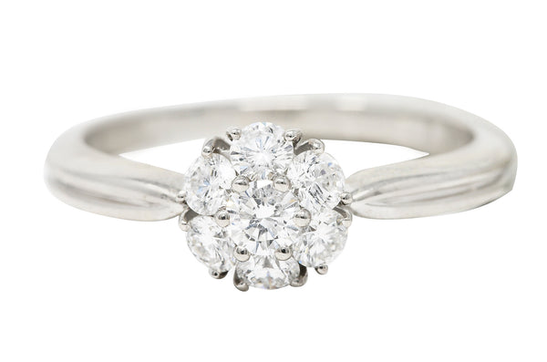 Van Cleef & Arpels 0.46 CTW Diamond Platinum Fleurette Cluster Engagement Ring Wilson's Estate Jewelry