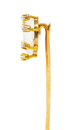 1880's Victorian Moonstone Diamond 18 Karat Yellow Gold Baby Stickpin Wilson's Estate Jewelry